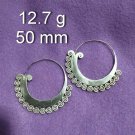 Fine Silver Earrings Sterling 925 Jewelry 12g Tribal Filigree Hoops L1719