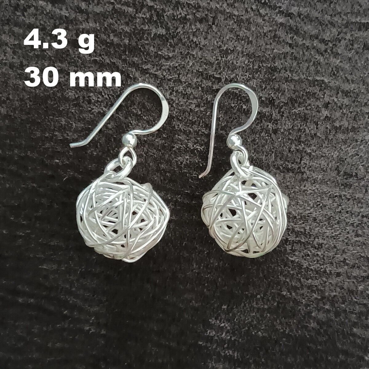 FINE SILVER EARRINGS NO STONES CRAFT VINTAGE DANGLES 4g DANGLE WELLE BALL #REE18