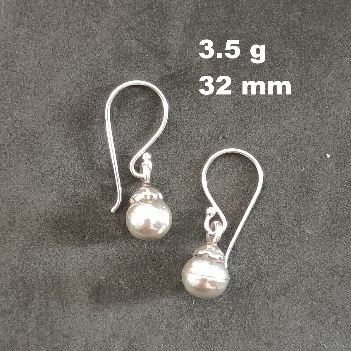 Fine Silver Earrings Sterling 925 Dangle 3g Little Tribal Ball Charms 24139