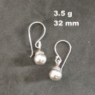Fine Silver Earrings Sterling 925 Dangle 3g Little Tribal Ball Charms 24139