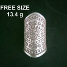 FINE SILVER RINGS SOLID HANDCRAFT FREE SIZE 13g TRIBAL ENGRAVED LONG R23802
