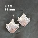 Fine Silver Earrings Sterling 925 Dangle 9g Retro Square Line Thai 24111