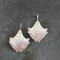 Fine Silver Earrings Sterling 925 Dangle 9g Retro Square Line Thai 24111