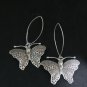 Fine Silver Earrings Sterling 925 Jewelry 9g Dangle Long Hook Butterfly 323831