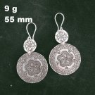 Fine Silver Earrings Handcraft Jewelry 9g Double Round Chinese Hook 23849