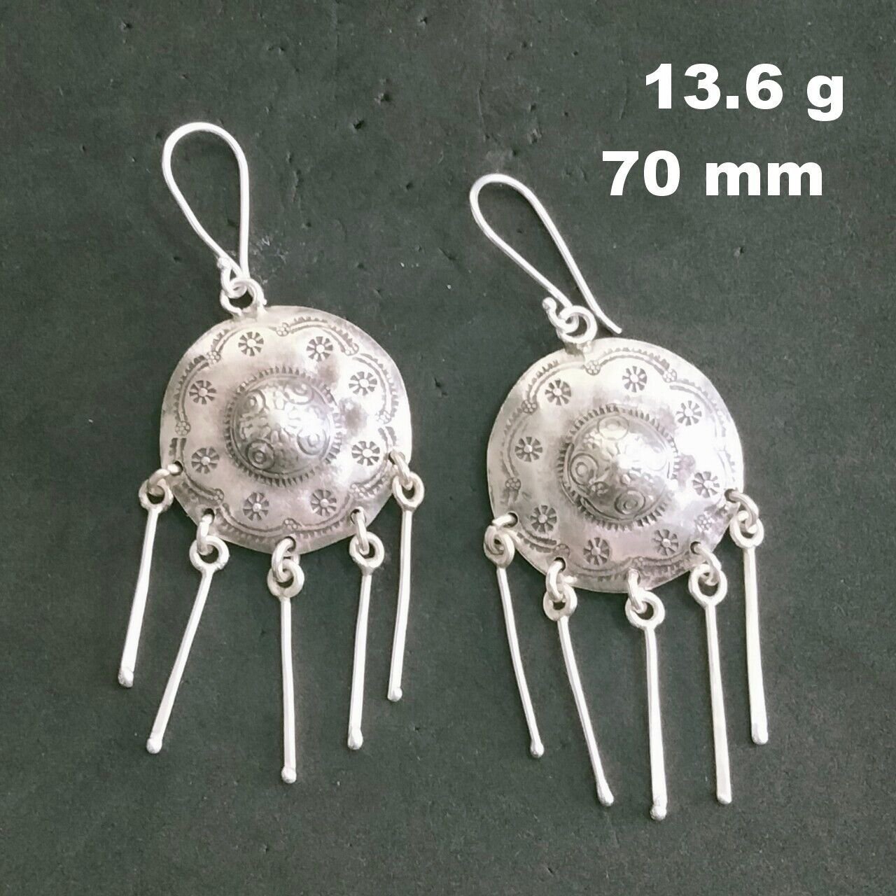 FINE SILVER EARRINGS NO STONE CRAFT VINTAGE 13g CHADELIER CHARMS #EE00