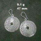 Fine Silver Earrings Sterling 925 Dangle 9g Crafted Vintage ROUND ARTISAN 24404