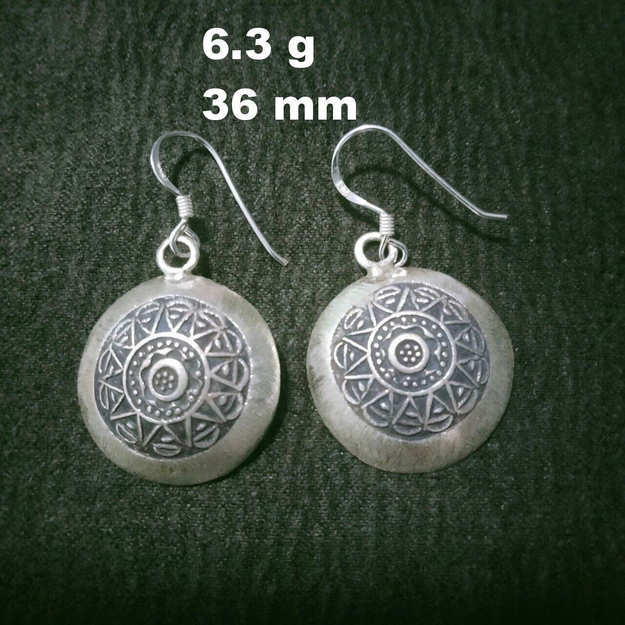 Fine Silver Earrings Sterling 925 Dangle 6g Crafted Vintage HALO ROUND 24411