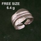 FINE SILVER RINGS SOLID HANDCRAFT FREE SIZE 6g VINTAGE RAW RETRO R23807