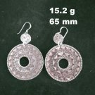 Fine Silver Earrings Handcraft Jewelry 15g Round BOHO Engraved Tribal 23841