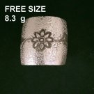 FINE SILVER RINGS SOLID HANDCRAFT FREE SIZE 8g RETRO MINIMAL DESIGN R23817