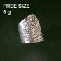 FINE SILVER RINGS SOLID HANDCRAFT FREE SIZE 6g SCRATCH HAVEST ENGRAVED R23826