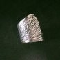 FINE SILVER RINGS SOLID HANDCRAFT FREE SIZE 6g SCRATCH HAVEST ENGRAVED R23826