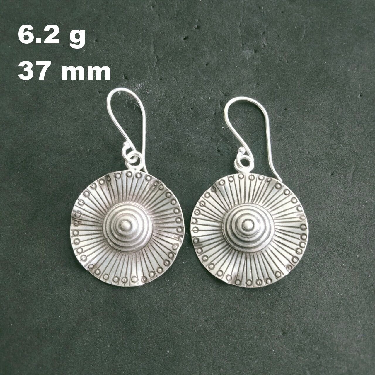 FINE SILVER EARRINGS NO STONE CRAFT VINTAGE 6g HALO DANGLES #E3E3