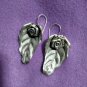 Fine Silver Earrings Sterling 925 Jewelry 12g Noble Rose & Leaf L1730