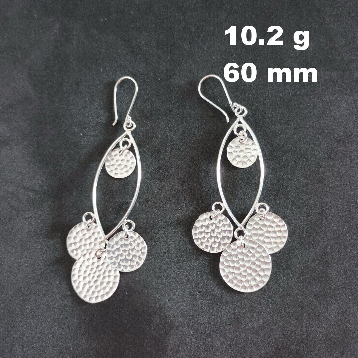 Fine Silver Earrings Sterling 925 Dangle 10g Crafted Dangle Hammered 24108