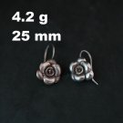 Fine Silver Earrings Sterling 925 Jewelry 4g Dangle SMALL CUTE ROSE 323802
