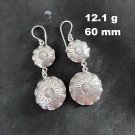 Fine Silver Earrings Sterling 925 Dangle 12g Crafted Double Round 24104