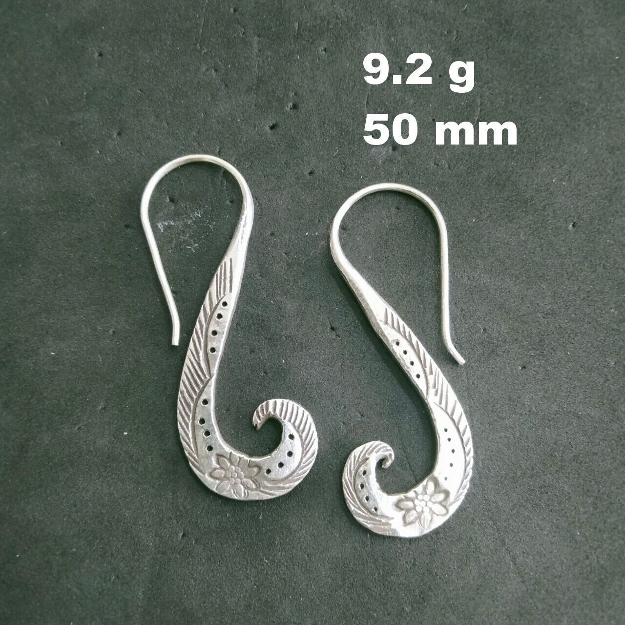 FINE SILVER EARRINGS NO STONE CRAFT VINTAGE 9g SPIRAL FANTASY #EE88