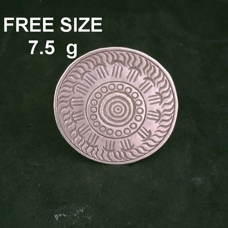 FINE SILVER RINGS SOLID HANDCRAFT FREE SIZE 7g TRIBAL ENGRAVED ROUND R23804