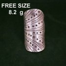 FINE SILVER RINGS SOLID HANDCRAFT FREE SIZE 8g TRIBAL ENGRAVED DOTS R23803