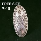 FINE SILVER RINGS SOLID HANDCRAFT FREE SIZE 9g RETRO ENGRAVED SIMPLE R23833