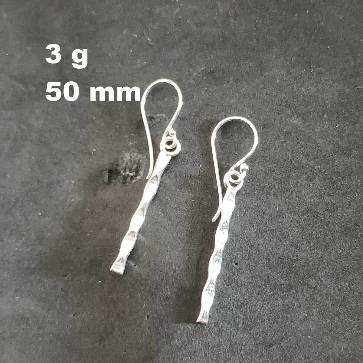 Fine Silver Earrings Sterling 925 Dangle 3g Twist Stick Charms 24129