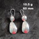 Fine Silver Earrings Sterling 925 Dangle 10g Double Hammered Charms 24121