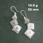 Fine Silver Earrings Sterling 925 Jewelry 10g Tribal Triple Square 23823