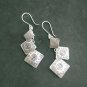 Fine Silver Earrings Sterling 925 Jewelry 10g Tribal Triple Square 23823