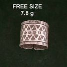 FINE SILVER RINGS SOLID HANDCRAFT FREE SIZE 7g TRIBAL ENGRAVED WILD R23805