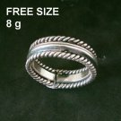FINE SILVER RINGS SOLID HANDCRAFT FREE SIZE 8g VINTAGE MINIMAL BAND R23835