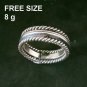 FINE SILVER RINGS SOLID HANDCRAFT FREE SIZE 8g VINTAGE MINIMAL BAND R23835