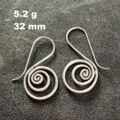 FINE SILVER EARRINGS NO STONES CRAFT VINTAGE DANGLES 5g SPIRAL HOOK #REE05