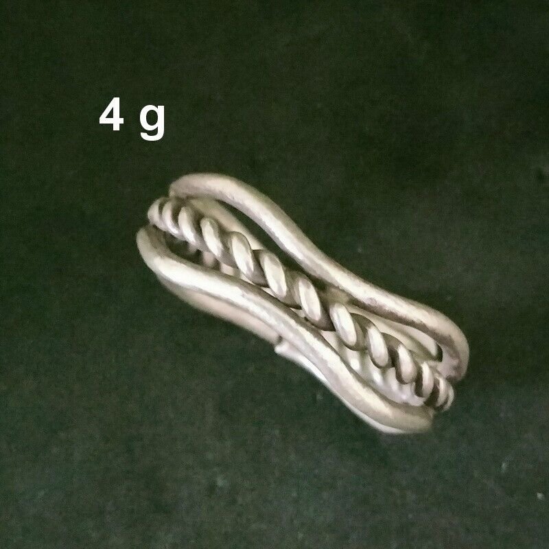 FINE SILVER RINGS SOLID HANDCRAFT FREE SIZE 4g VINTAGE WELLE BAND R23836