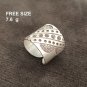 FINE SILVER RINGS 925 ADJUSTABLE FREE SIZE VINTAGE CRAFT 7 g MOSAIC #017