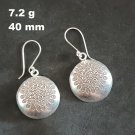 Fine Silver Earrings Sterling 925 Dangle 7g Round Halo Engraved 24127