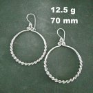 Fine Silver Earrings Handcraft Jewelry 12g Twine Weave Round Hoop 23854