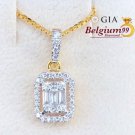 0.35CT NATURAL DIAMOND 9K GOLD PENDANT EMERALD CUT PREMIUM JEWELRY