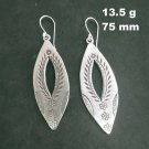 Fine Silver Earrings Sterling 925 Jewelry 13g Engraved Tribal Surf Shape 23817