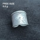 FINE SILVER RINGS 925 ADJUSTABLE FREE SIZE VINTAGE CRAFT 5 g ILLUMINATI #014