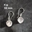 Fine Silver Earrings Sterling 925 Dangle 4g Hammer Round Rock Bead 24146