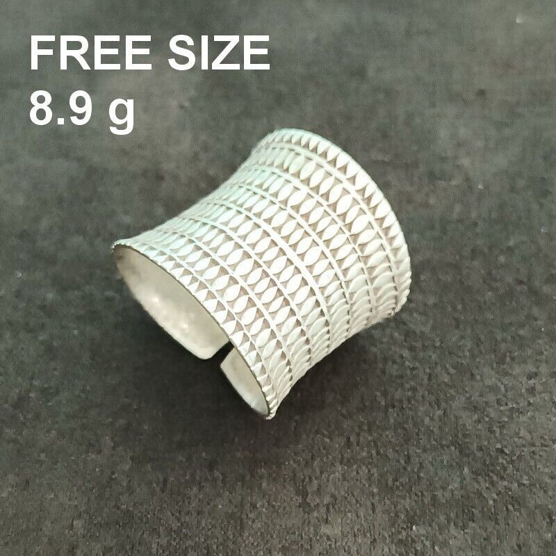 FINE SILVER RINGS 925 ADJUSTABLE FREE SIZE VINTAGE CRAFT 8 g I ENGRAVED #002