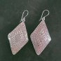 Fine Silver Earrings Handcraft Jewelry 14g Engraved Tribal Reangle Shape 23842