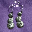 Fine Silver Earrings Sterling 925 Jewelry 10g Triple Round Fish Chams L1722