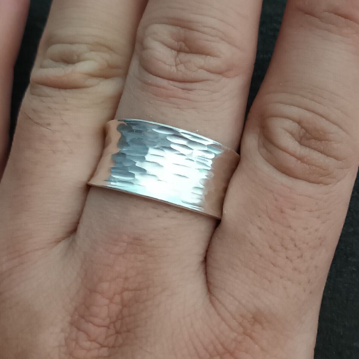 FINE SILVER RINGS NO STONE CRAFT VINTAGE FREE SIZE ADJUSTABLE 5 g HAMMER 3A8A8