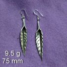 Fine Silver Earrings Sterling 925 Jewelry 9g Slender Leaf 3D Like Charms L1713
