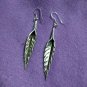 Fine Silver Earrings Sterling 925 Jewelry 9g Slender Leaf 3D Like Charms L1713