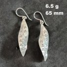 Fine Silver Earrings Sterling 925 Dangle 6g Vintage Leaf Engrave Long 24119