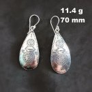 Fine Silver Earrings Sterling 925 Dangle 11g Vintage Engraved Long Drop 24123
